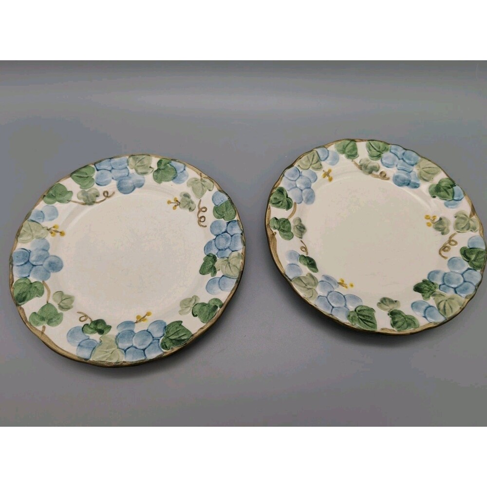 2 Vtg Metlox Poppytrail Blue Grapes Salad Plates 7.5"